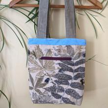 Eco-printed tote with a zipper pocket